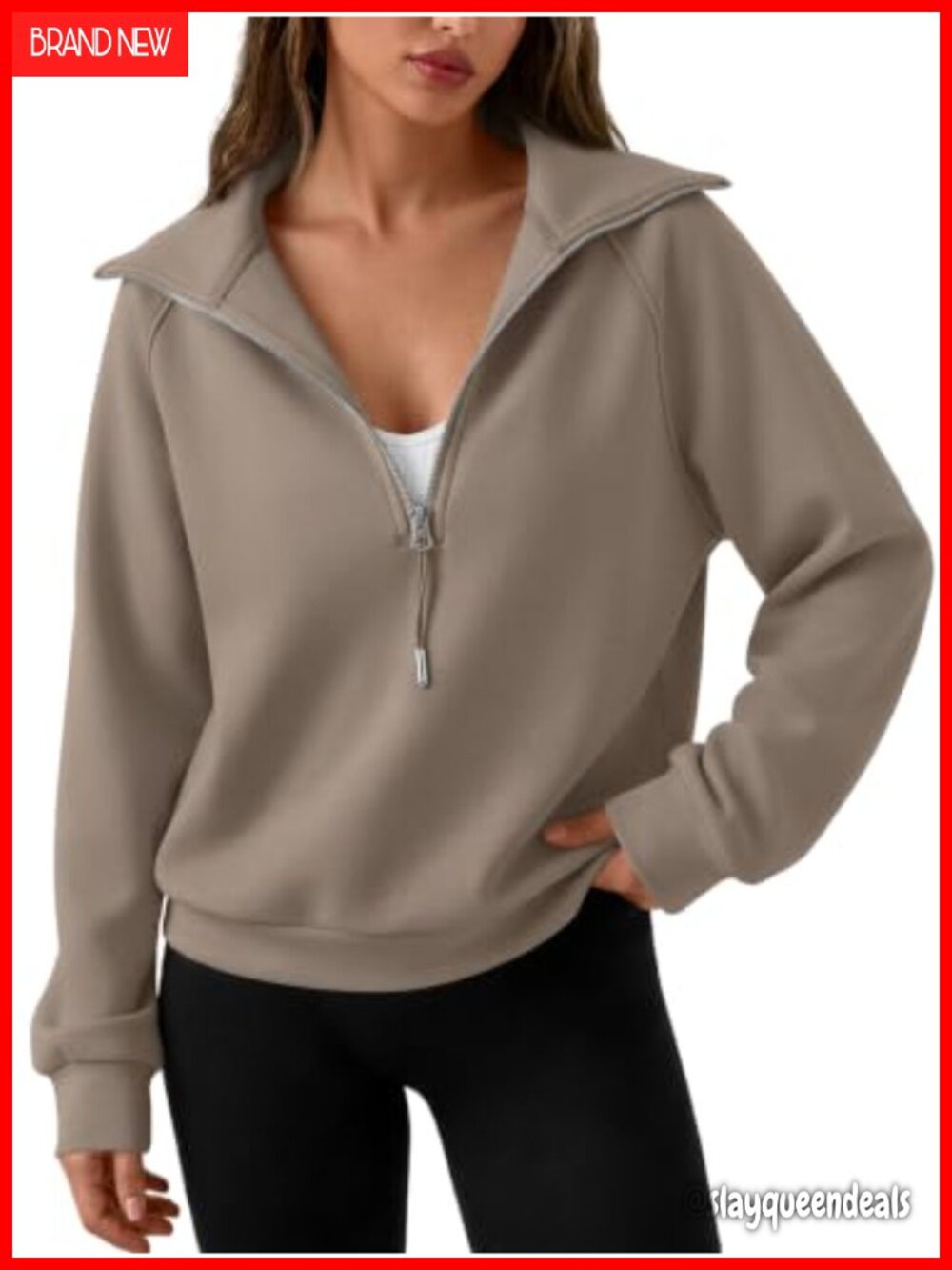 Oversized Quarter Zip Cropped Sweatshirt Hoodie Pullover Soft Womens